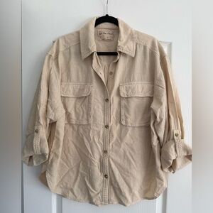 We the Free Free People Beige Button-Up Shirt Size M